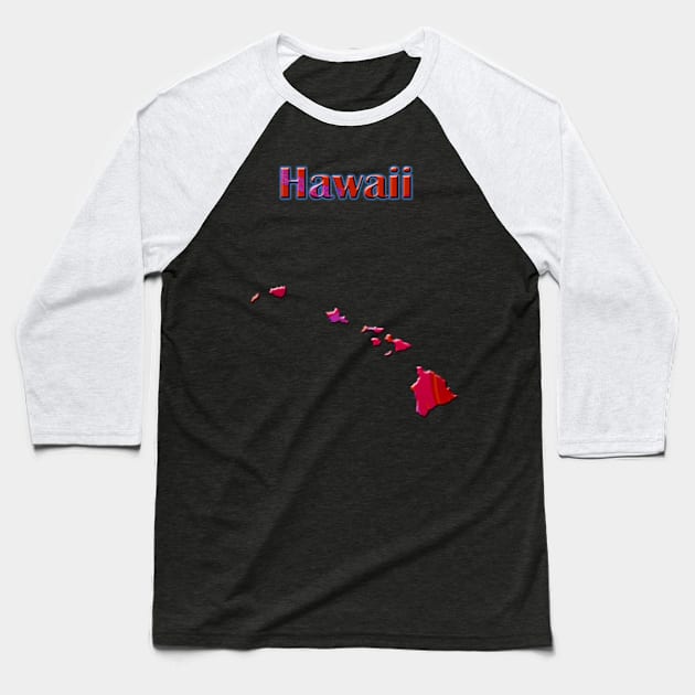 Hawaii Map Baseball T-Shirt by rwedegis